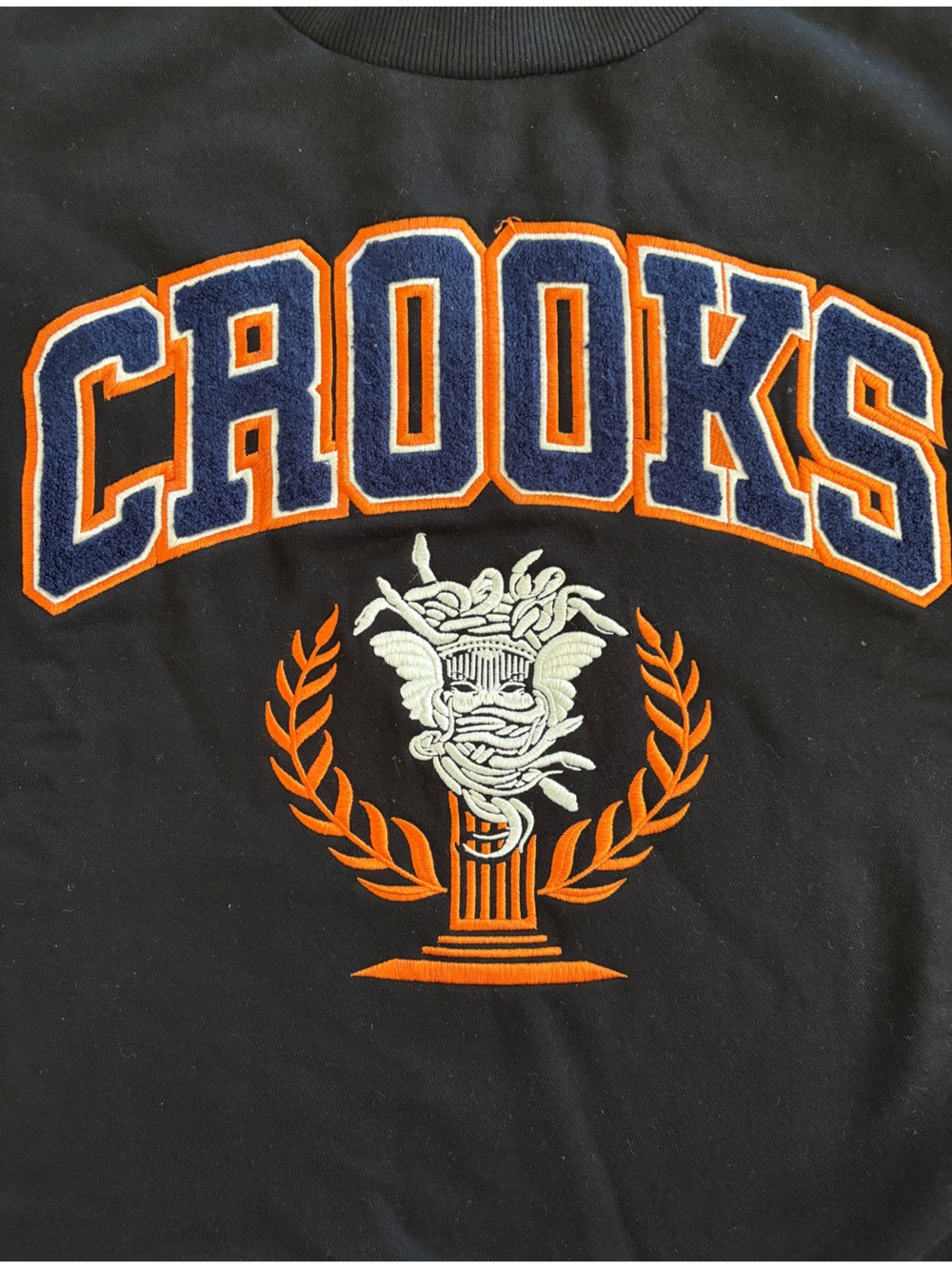 Black Crewneck Crooks & Castles Black Crewneck with White Logo Trim
